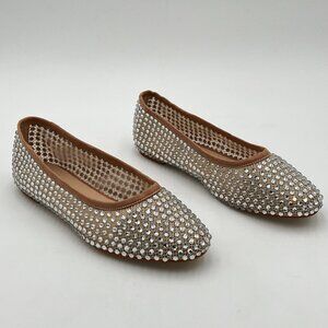 FSJ Silver Spiked Rivets Studded Loafers Round Toe Low Heel Comfort Shoes